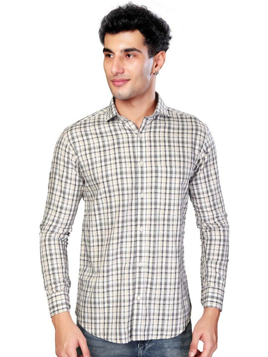 UR ETHICS Premium Slim Fit Checked Cotton Casual Shirt