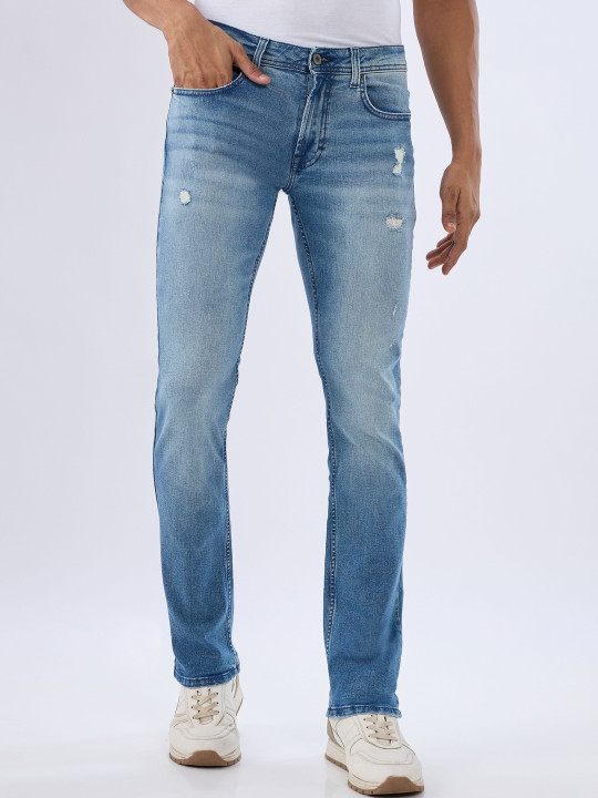 SPYKAR Men Regular Fit Mid-Rise Heavy Fade Stretchable Jeans