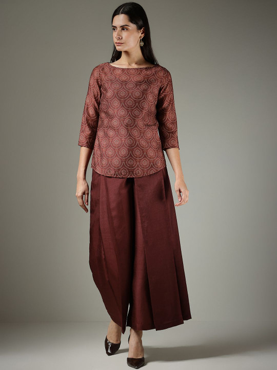 FABLE STREET Printed Boat Neck Top & Trouser