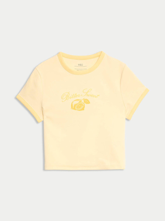 Marks & Spencer Cotton Rich Printed T-Shirt