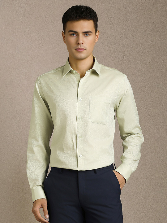 Louis Philippe Textured Pure Cotton Spread Collar Formal Shirt