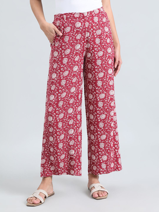 Go Colors Floral Printed Straight Fit Palazzo
