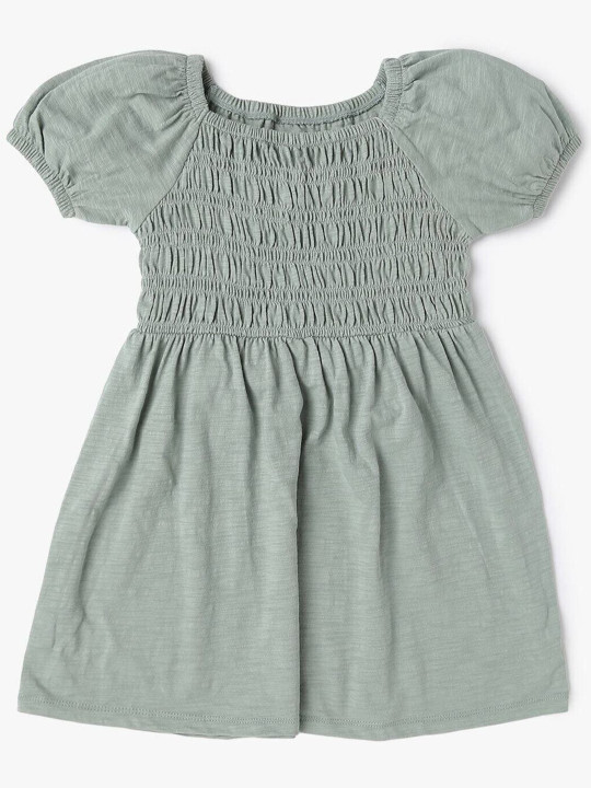 GAP Girls Puff Sleeve Square Neck Smocked Fit & Flare Dress