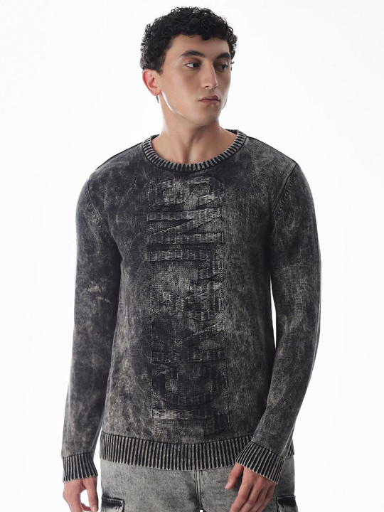 Jack & Jones Men Typography Printed Pure Cotton Pullover Sweaters
