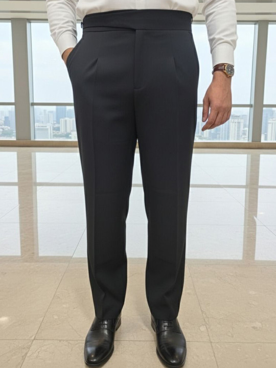 COVZ Men Classic Slim Fit Mid-Rise Pleated Formal Trousers