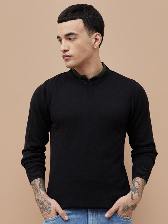 Fame Forever by Lifestyle Men Solid Round Neck Regular Pullover