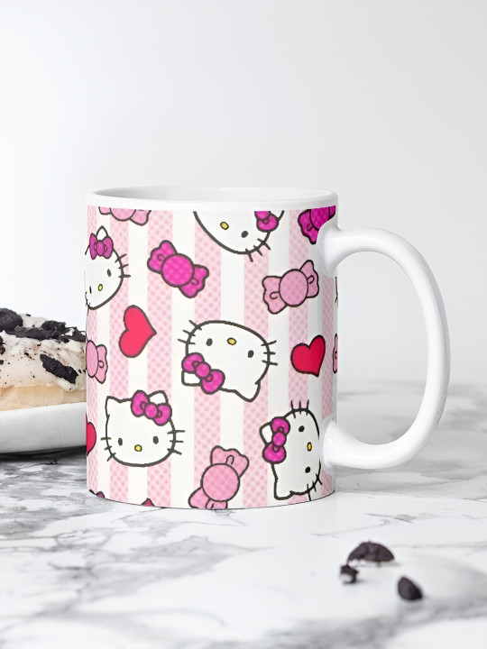 Mr UVD White & Pink Graphic Printed Ceramic Glossy Mug 350 ml
