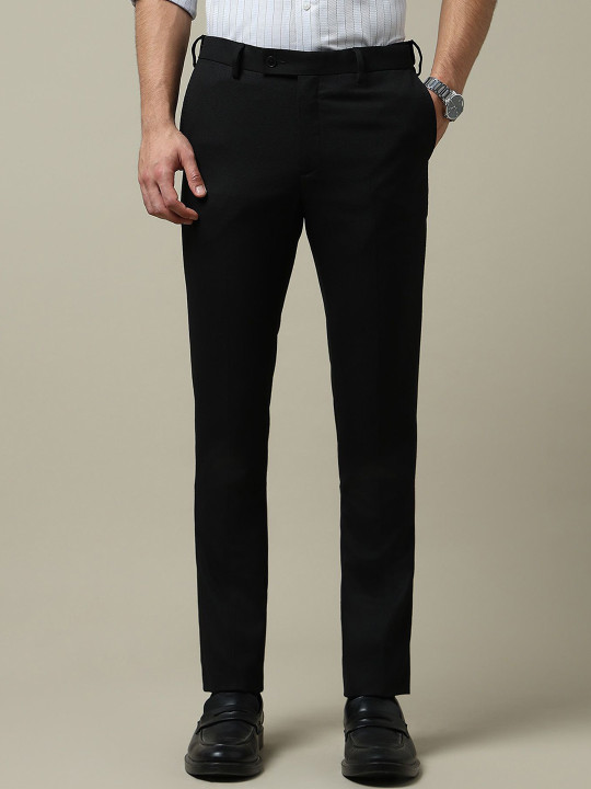 Arrow Men Self Design Mid-Rise Trousers