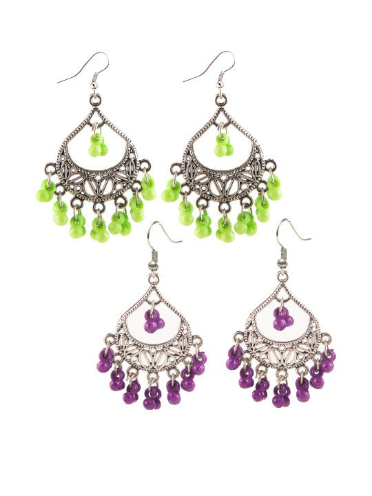 Creative Frogs Women Set of 2 Oxidized Silver-Plated Alloy Chandbali Earrings
