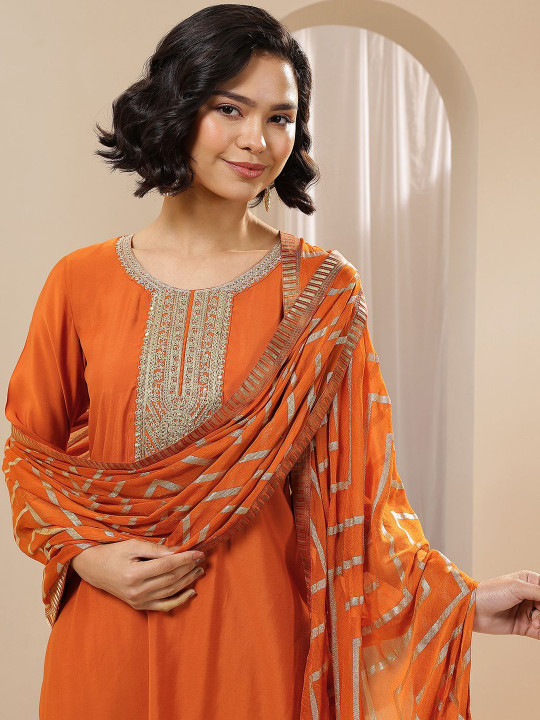 Gerua By Libas Women Ethnic Motifs Embroidered Kurta with Harem Pants & Dupatta