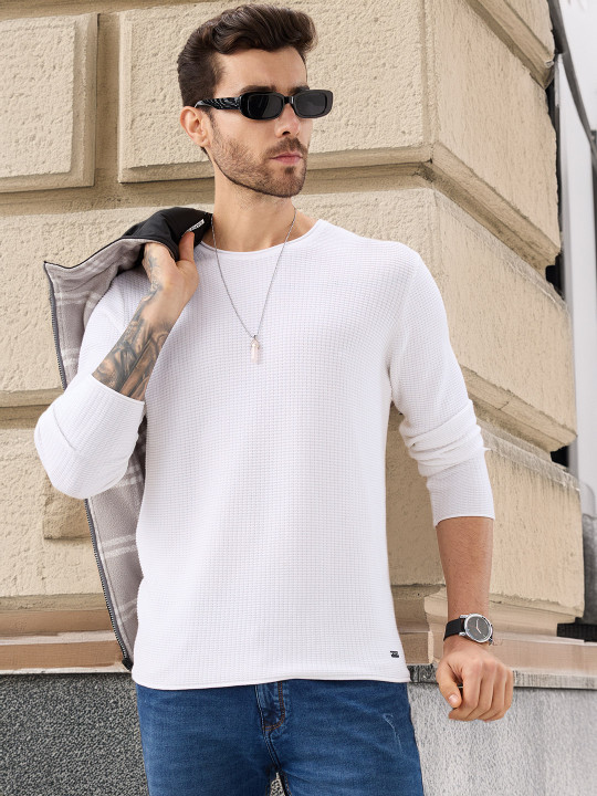 Status Quo Textured Pullover Sweater