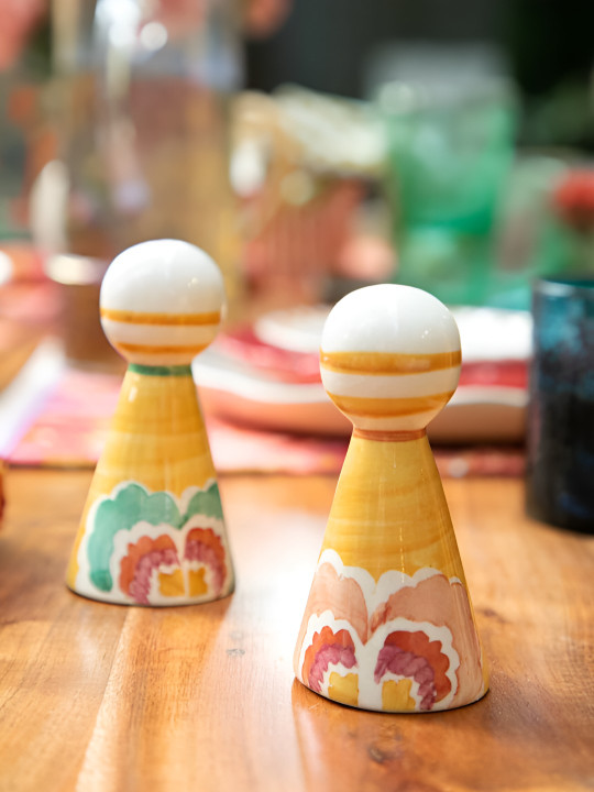 FREEDOM TREE Gypsy Rose Brown & White Printed Ceramic Salt and Pepper Shakers