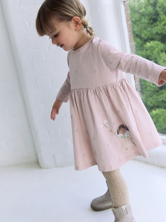 NEXT Girls Floral Print Pure Cotton Empire Midi Dress