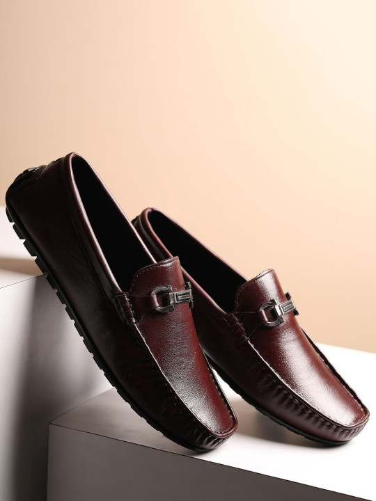 Hayes London Men Square Toe Slip-On Leather Formal Loafers
