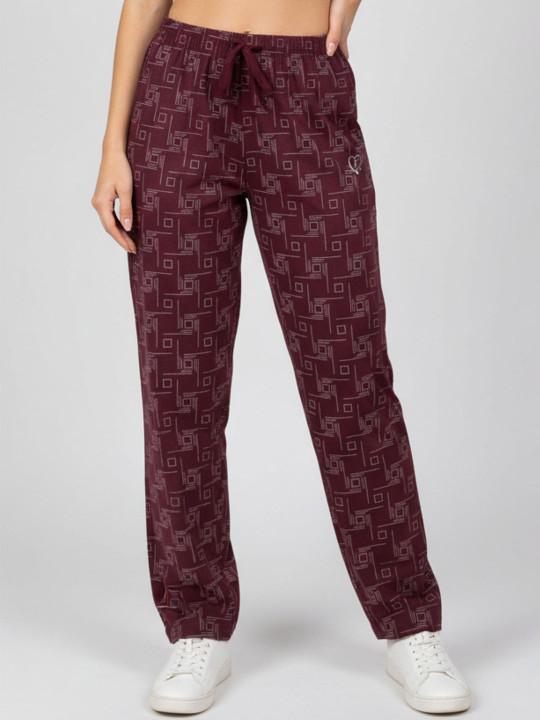 SANDPIPER Women Printed Straight-Fit Mid-Rise Track Pants