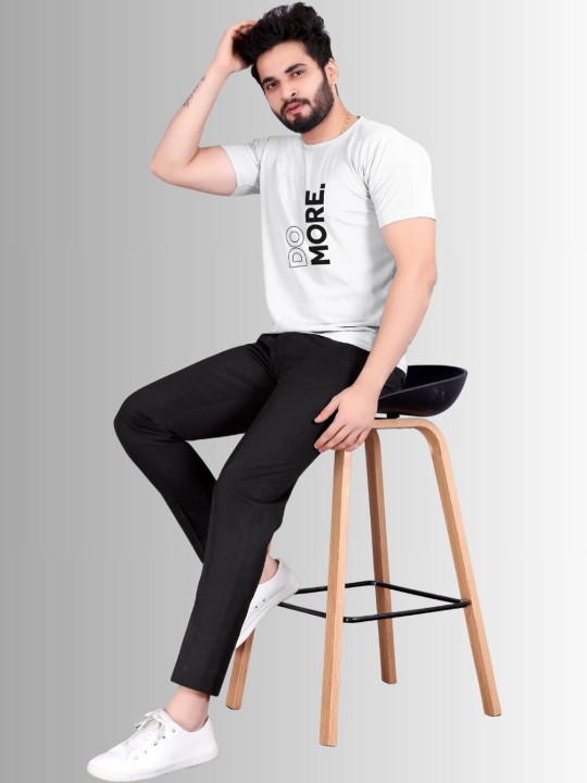 Moda Rapido Typography Printed Round Neck Short Sleeves T-shirt