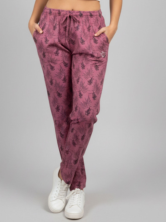 SANDPIPER Women Printed Straight-Fit Mid-Rise Track Pants
