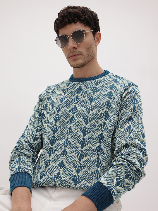 Roadster The Life Co. Geometric Self Design Pullover