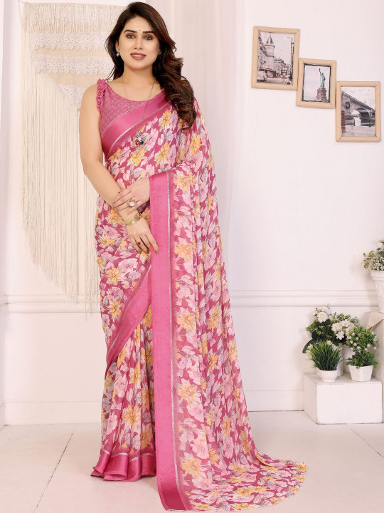Civamee Floral Women Printed Satin Saree