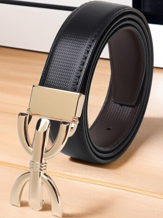 Roadster Men Black Textured PU Reversible Formal Belt