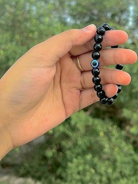 Sukhad Black Alloy Artificial Beads Evil Eye Charm Bracelet
