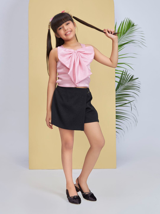 Peppermint Girls Sleeveless Bow Top With A-Line Skort