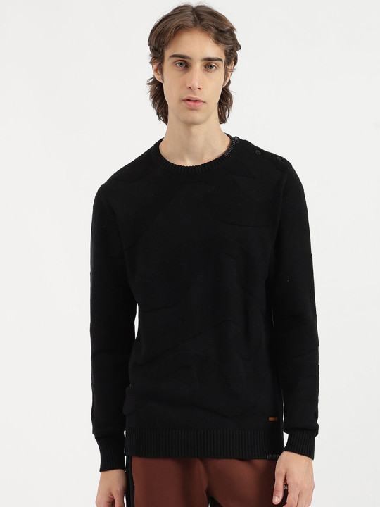 United Colors of Benetton Men Self Design Round Neck Pullover Sweater