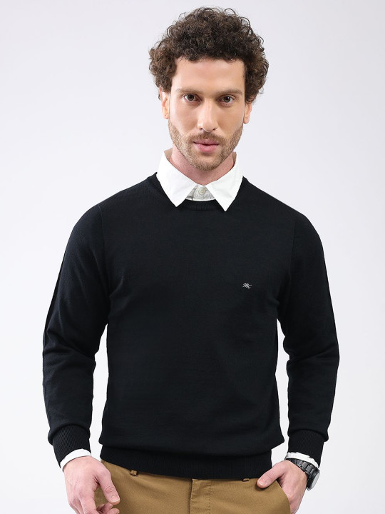 Monte Carlo Men Woollen Round Neck Full Sleeve Pullover Sweater