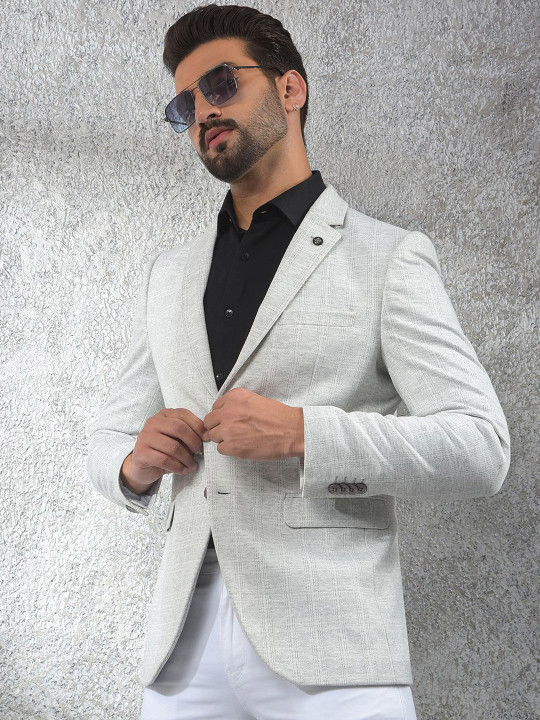 Crimsoune Club Checked Notched Lapel Long Sleeves Single Breasted Blazer