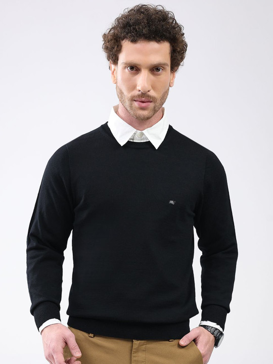 Monte Carlo Men Woollen Round Neck Full Sleeve Pullover Sweaters