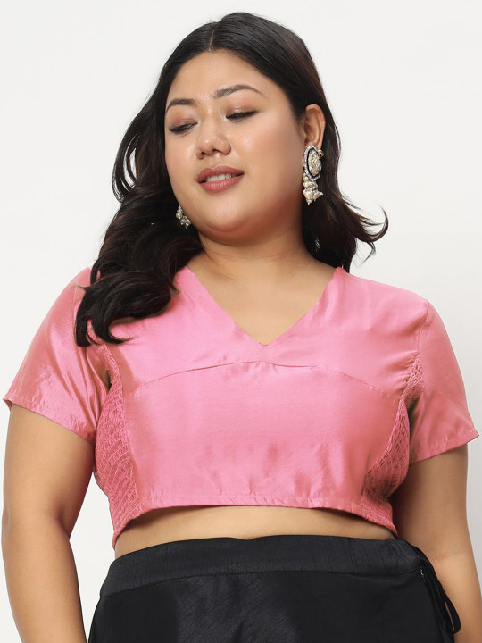 studio rasa Plus Size V-Neck Stretchable Saree Blouse