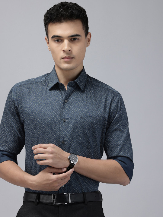 Arrow Manhattan Slim Fit Abstract Printed Pure Cotton Formal Shirt