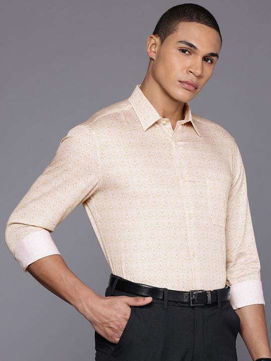 Louis Philippe Classic Fit Ethnic Motifs Printed Pure Cotton Formal Shirt