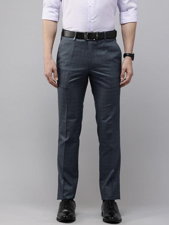 Park Avenue Men Checked Super Slim Fit Formal Trousers