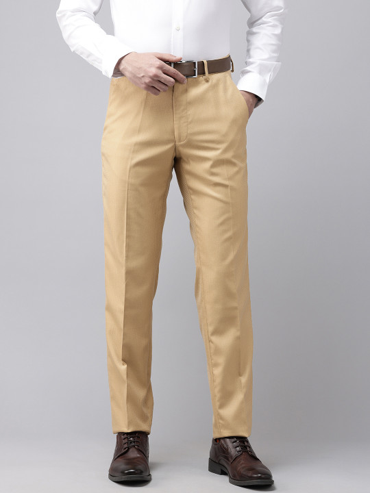 Van Heusen Men Textured Slim Fit Formal Trousers
