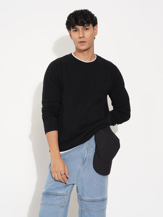 People Round Neck Pure Cotton Pullover Sweaters