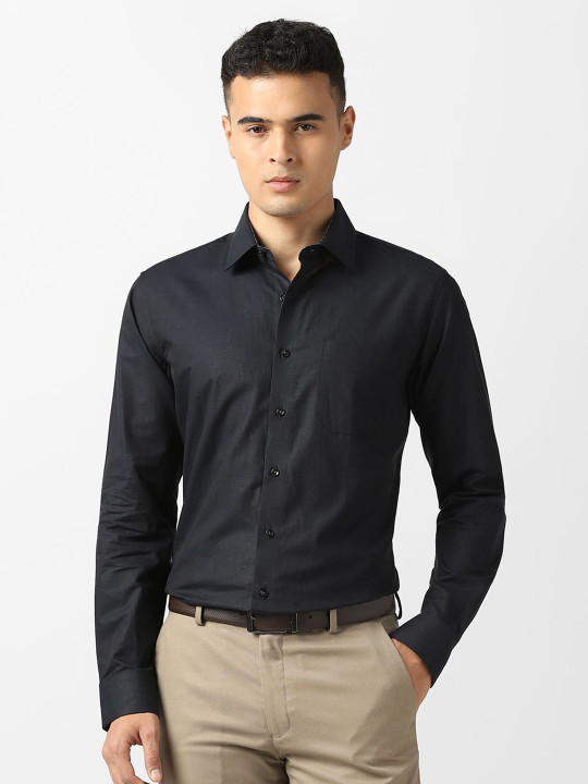 Van Heusen Slim Fit Long Sleeves Cotton Linen Formal Shirt