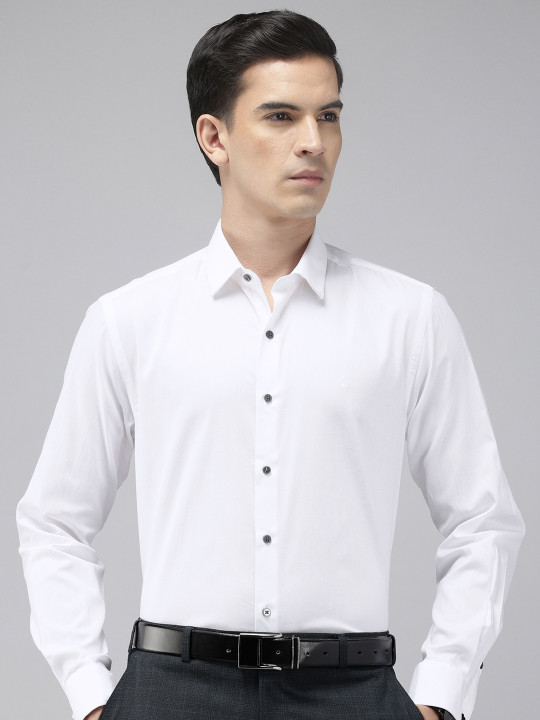 Arrow Manhattan Slim Fit Self Design Textured Pure Cotton Formal Shirt