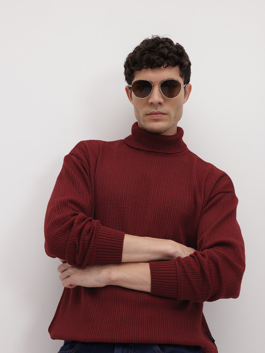 Roadster The Life Co. Men Turtle Neck Ribbed Pullover