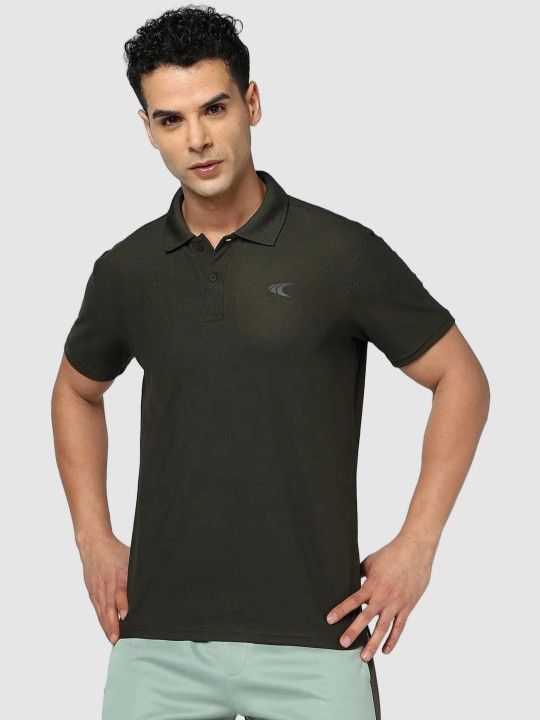 Performax Men Self Design Polo Collar T-shirt