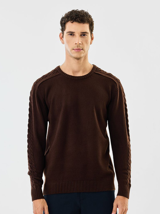 Snitch Men Brown Self-design Sweaters