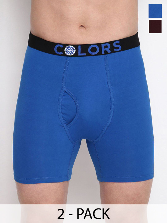 COLORS by Rupa Frontline Pack Of 2 Brand Logo Mid-Rise Short Trunks