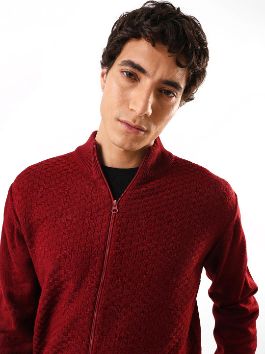 Dennis Lingo Men Self Design Cable Knit