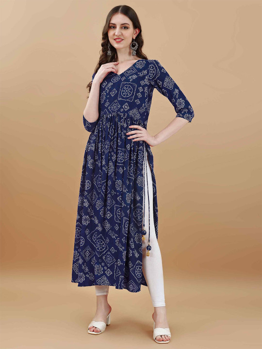 TextileNow Women Bandhani Printed Bandhani Daily Anarkali Kurta