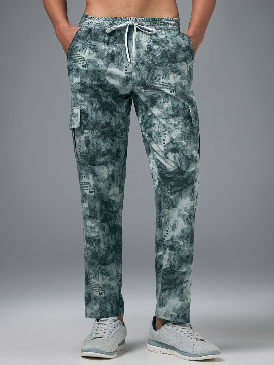 Technosport Men Printed Straight Fit Sports Cargo Trackpants with TS LYTRA