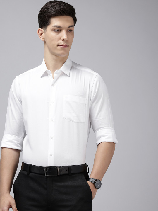 Arrow Manhattan Slim Fit Textured Pure Cotton Formal Shirt