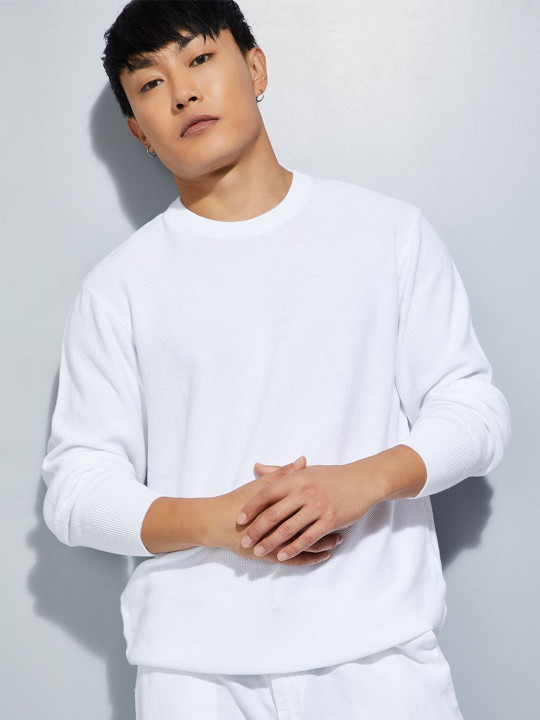 max Men Round Neck Long Sleeves Pullover Sweater