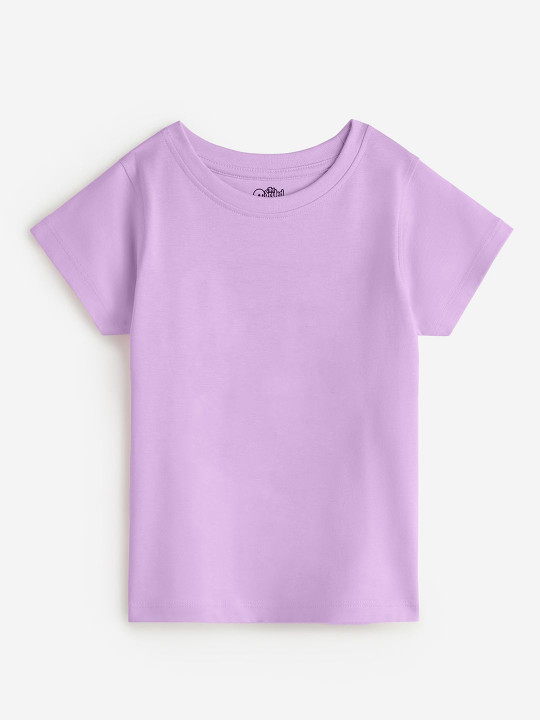 The Souled Store Girls Regular Fit Solid Lavender T-Shirts