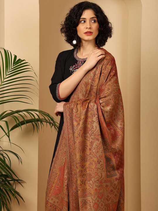 Tweedle Ethnic Motifs Woven Design Acrylic Shawl