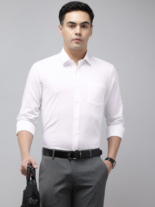 Arrow Manhattan Slim Fit Textured Pure Cotton Formal Shirt